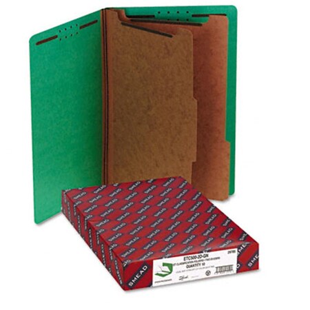 Smead Pressboard End Tab Classification Folders Legal 6-Section Green 10/bx SM32849